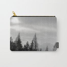 Winter Sun Pine Tree Top View in Black and White Carry-All Pouch