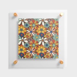 Colorful Retro Flowers Floating Acrylic Print