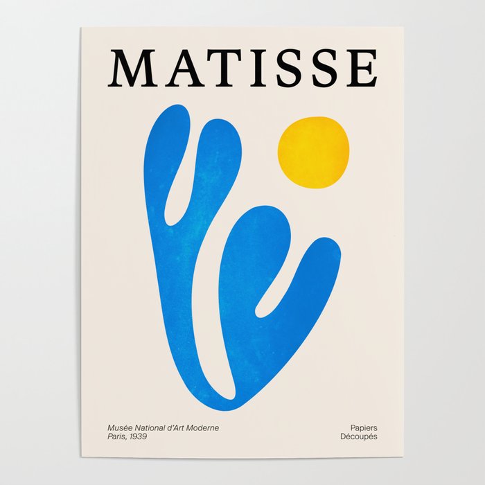 Blue Leaf & Sun: Matisse Paper Cutouts I Poster