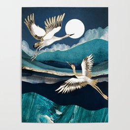 Midnight Cranes Poster