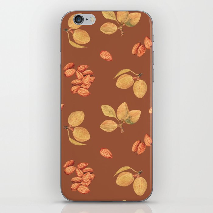 Almonds  Pattern Brown Background iPhone Skin
