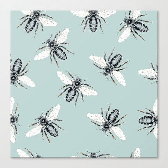 bees on blue Canvas Print