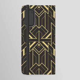 Vintage modern geometric tiles pattern. Golden lined shape. Abstract art deco seamless luxury background.  Android Wallet Case