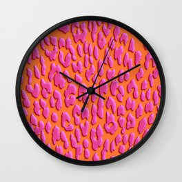 Bright Orange & Pink Leopard Print Wall Clock