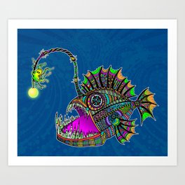 Electric Angler Fish Art Print