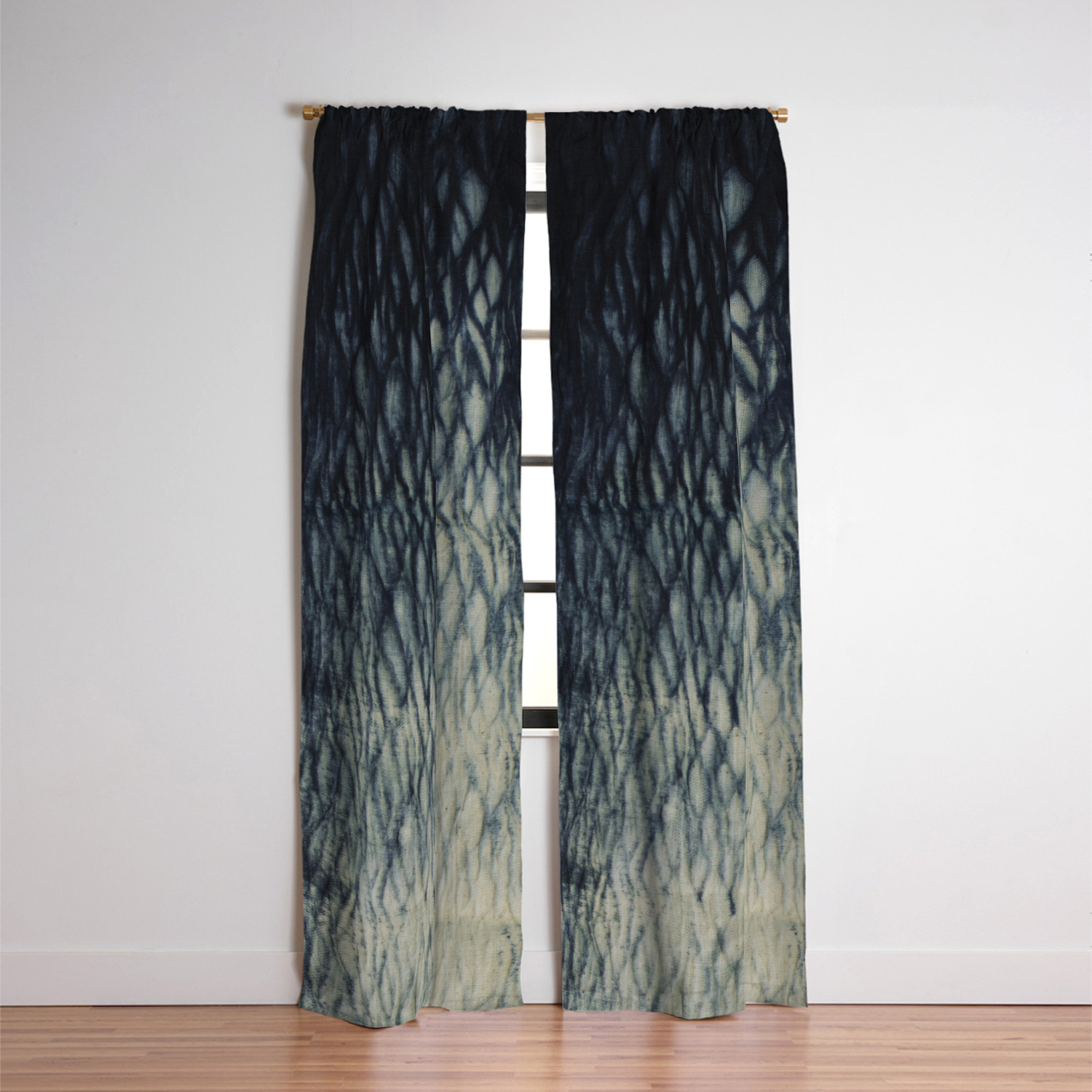 Arashi Tie Dye Black And White Ombre Blackout Curtain By