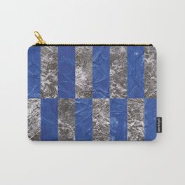 Metallic Blue And Silver Minimal Texture Abstract Pattern Of Geometric Collage Of Ink And Palladium Leaves. Carry-All Pouch | Contrast, Photomontage, Modern, Blue, Pattern, Contemporary, Rectangle, Minimalism, Rectangular, Geometric 