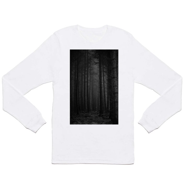 The Dense & Foggy Forest (Black and White) Long Sleeve T Shirt