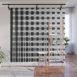 Black and White Geometrical Grid Line Pattern Wall Mural
