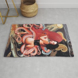 Going with the Flow Rug | Swimming, Surreal, Pinup, Beauty, Octopus, Ocean, Love, Squid, Shark, Poetry 