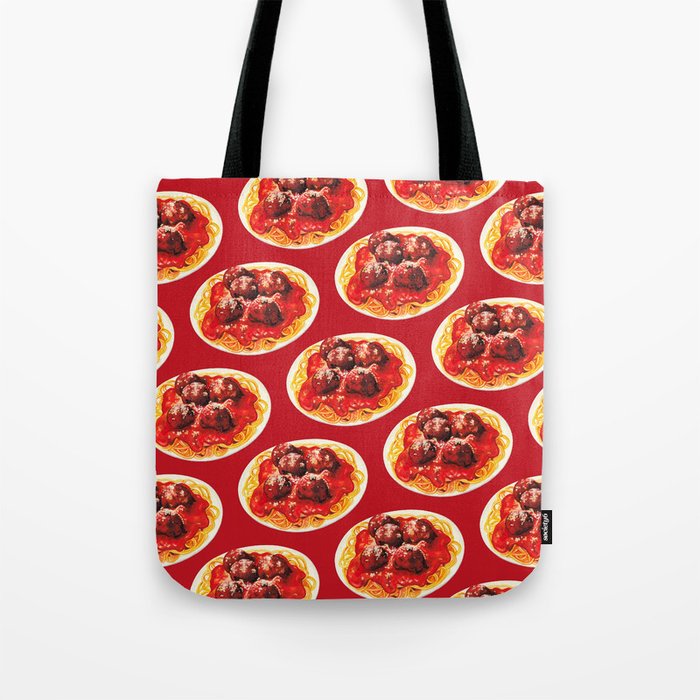 Spaghetti & Meatballs Pattern - Red Tote Bag