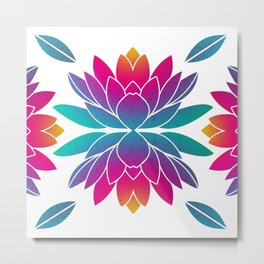 Vibrant Lotus Flower -  Joyful Pattern Metal Print | Spiritualflower, Yogaflower, Waterlilypattern, Abstractflower, Texturedflower, Rainel, Peaceflower, Naturelotus, Waterlily, Vibrantwaterlily 