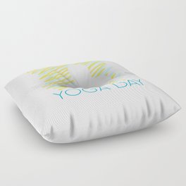 International yoga day scribbled art yoga pose silhouette in relaxing soft green color Floor Pillow