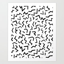 Maxie - black and white minimal modern abstract squiggle stripe dot lines geometric pattern urban  Art Print