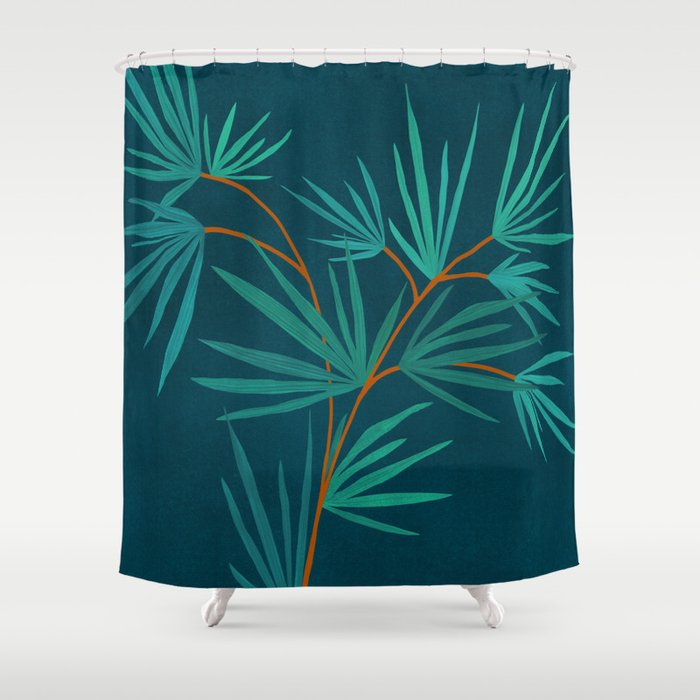 Night Palm Still Life Shower Curtain