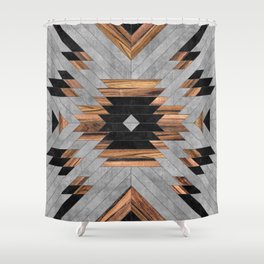 Urban Tribal Pattern No.6 - Aztec - Concrete and Wood Shower Curtain
