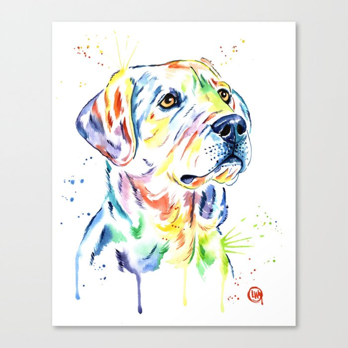 Yellow Lab Colorful Watercolor Painting Puppy Star Canvas Print