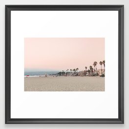 California Pink Beach Sunset Photography Framed Art Print