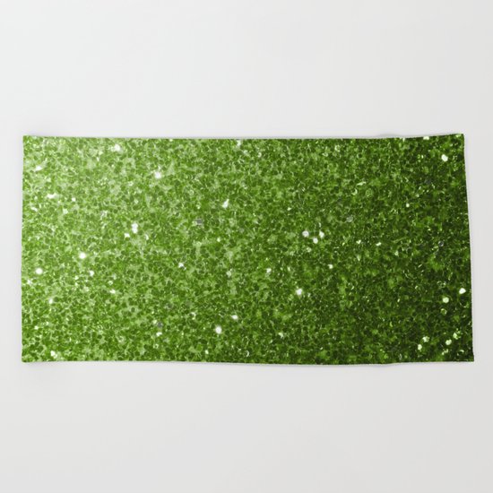 Beautiful Greenery Pantone glitter sparkles Beach Towel