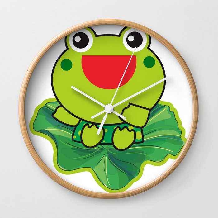cute happy kero kerompa frog frogy Wall Clock