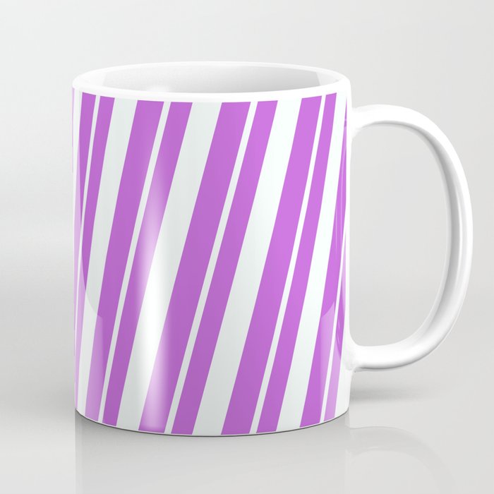 Orchid & Mint Cream Colored Striped Pattern Coffee Mug