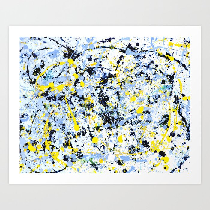 Abstract in Blue, Yellow and Black (L) Art Print