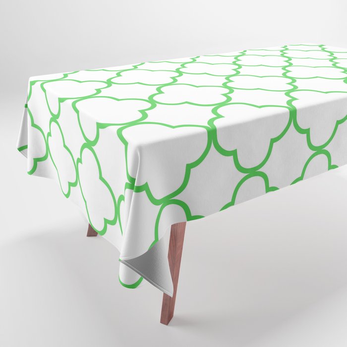Quatrefoil (Green & White Pattern) Tablecloth