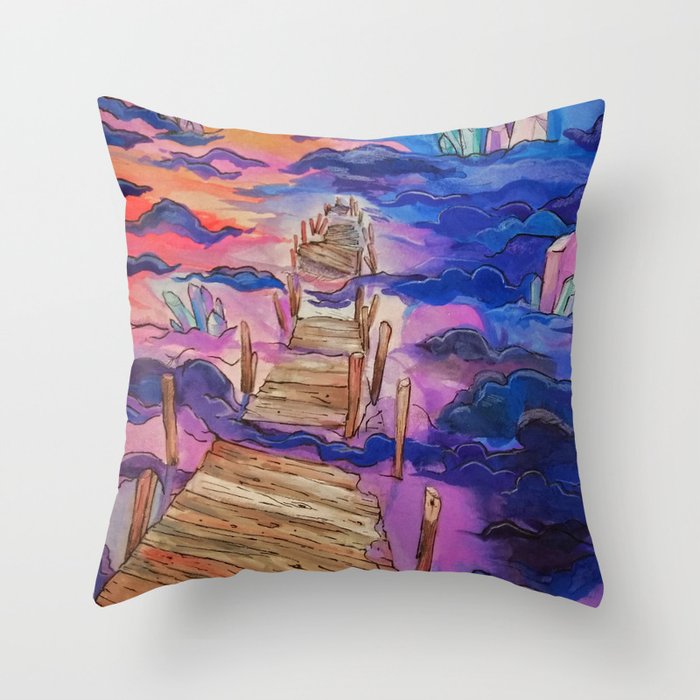 Space Clouds Crystals Throw Pillow