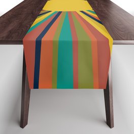 Multicolour Retro Sunburst Sun in Mid Mod Colours Table Runner