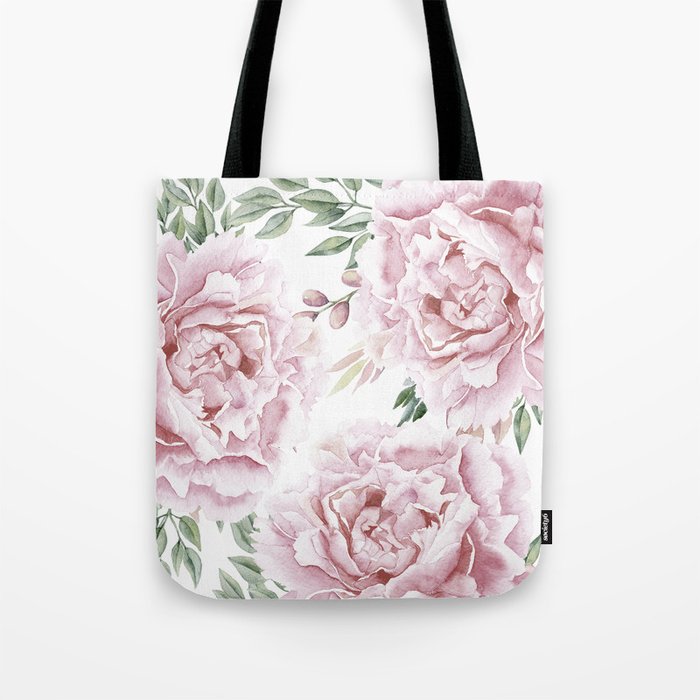 Beautiful Pink Watercolor Floral Bouquet Tote Bag