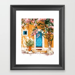 Oh The Places You Will Go | Spanish Bougainvillea Villa architecture Buildings | Boho Summer Travel Framed Art Print