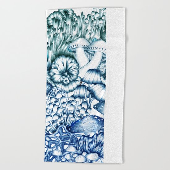 A Medley of Mushrooms in Blue Beach Towel