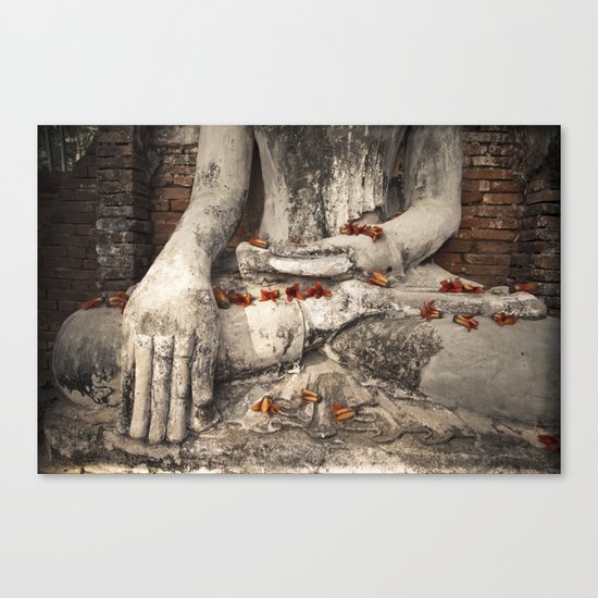 Buddha with flowers Canvas Print