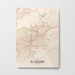 El Cajon, California, United States - Vintage City Map Metal Print | City, Ca, Map, Usa, Californiaflag, Californiastate, Californiamap, California, Vintagemap, Citymap 