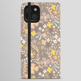 Wild Bohemian Floral Coffee Pattern 1 iPhone Wallet Case