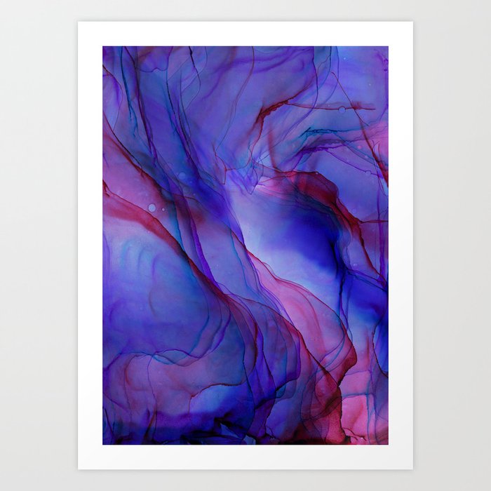Magenta Violet Ink Flow Painting Art Print