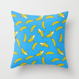 Bananas in blue background Throw Pillow