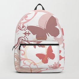 Pink Butterflies Vintage Look Print Backpack