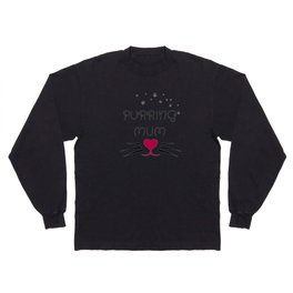 PURRING MUM Funny Cat Design Gift for MUM T-shirts Long sleeved Shirts Long Sleeve T-shirt