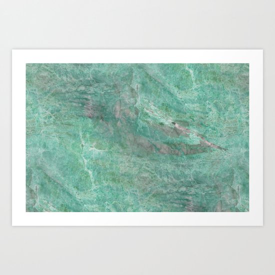 Mossy Woods Green Marble Art Print