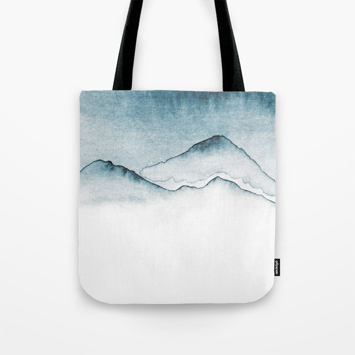 Blue Melancholic Mountains Tote Bag