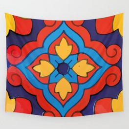 Colorful geometric flower mexican interior design Wall Tapestry