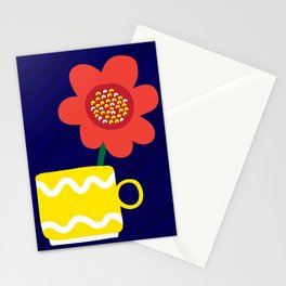 Red Flower Yellow Mug Stationery Cards