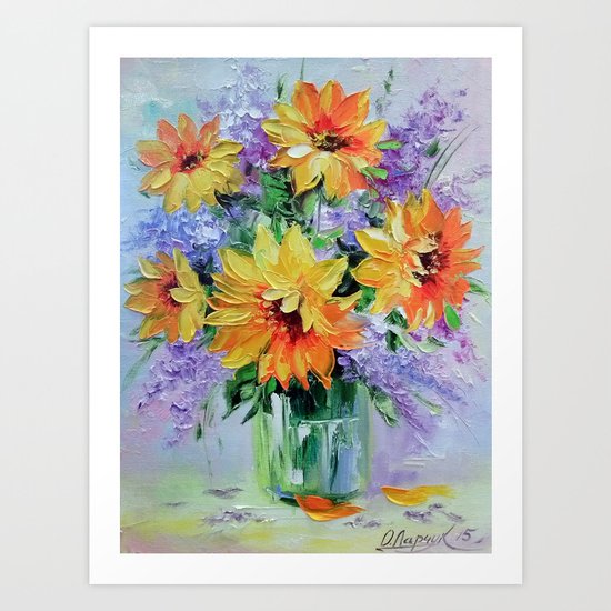 Bouquet of sunflowers Art Print
