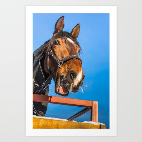 Laughing horse Art Print