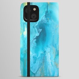 Abstract in Blue and Gold iPhone Wallet Case