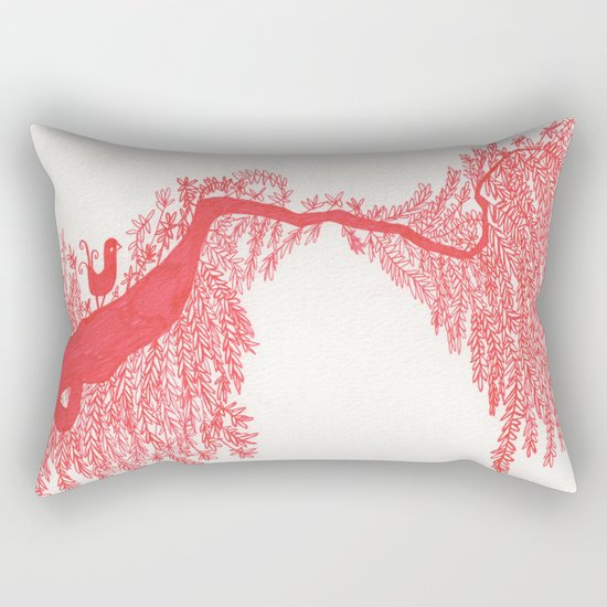 The Songbird and the tree (Red Version) Rectangular Pillow