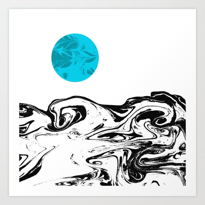 Abstract Painting Modern Minimal Black And White Space Outer