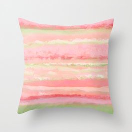 In a Watermelon Mood | Pastel Watercolor Strips Throw Pillow
