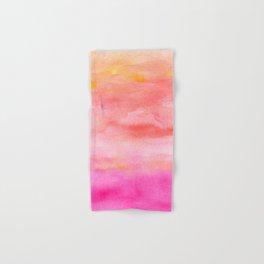 Bright pink orange sunset watercolor hand painted Hand & Bath Towel